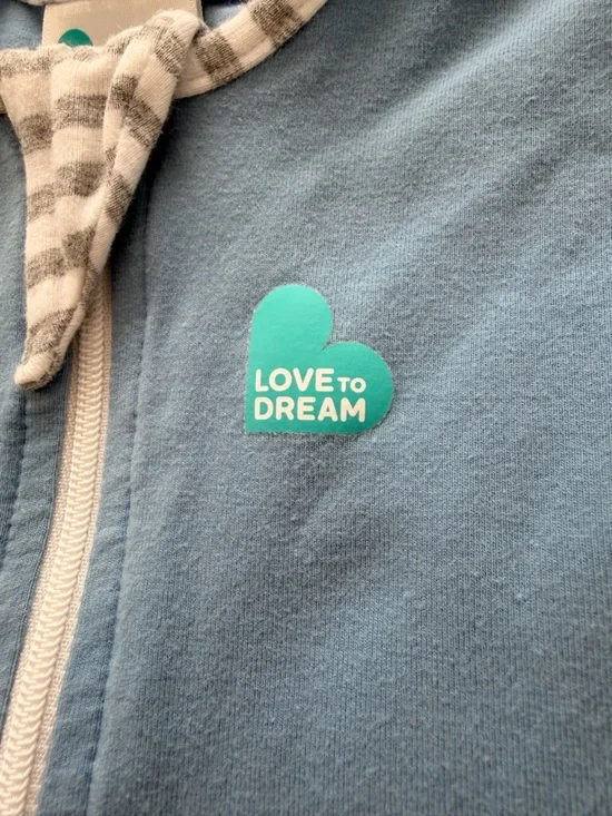 Love to dream Blue Baby Swaddle with Striped Trim - Picture 3 of 5